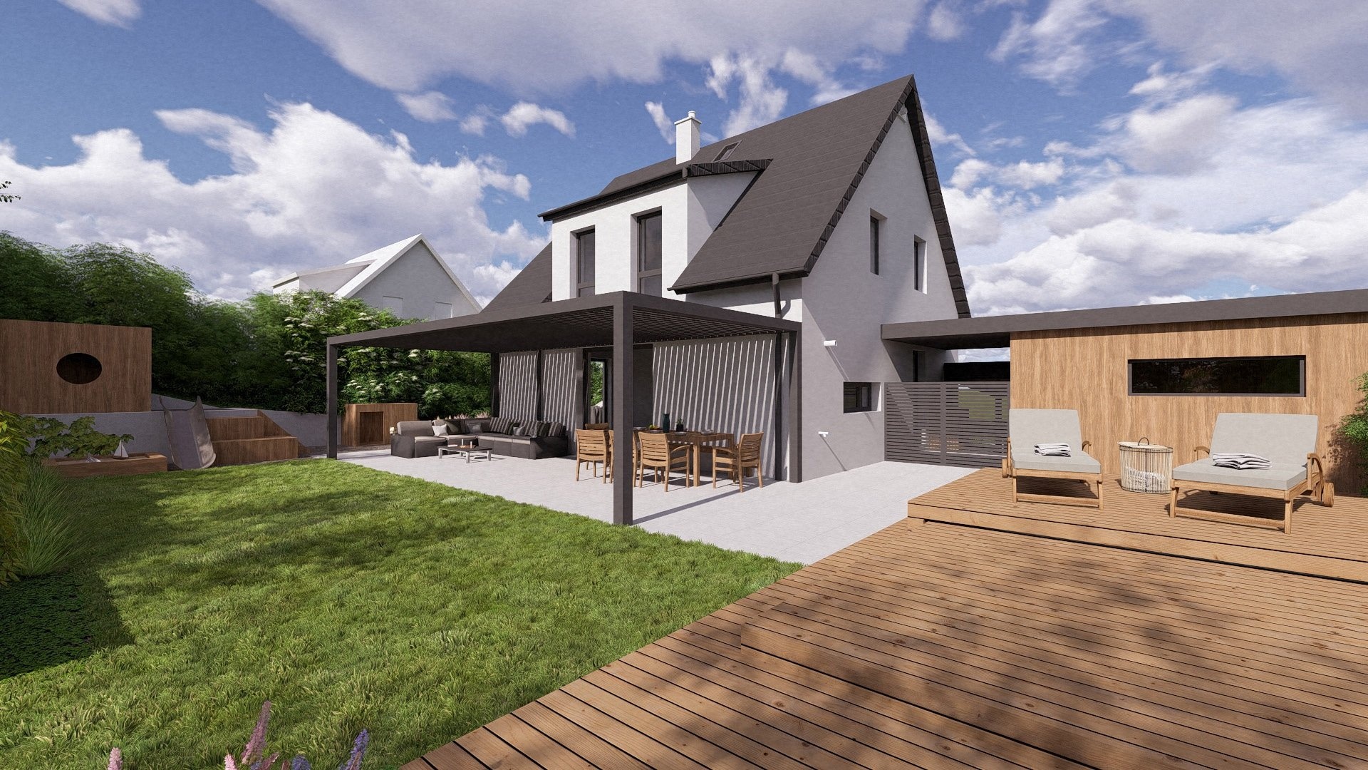 Prodej novostavby RD 5+kk,  124 m2, zahrada 719 m2, parkování, Panenské Břežany, Praha-východ