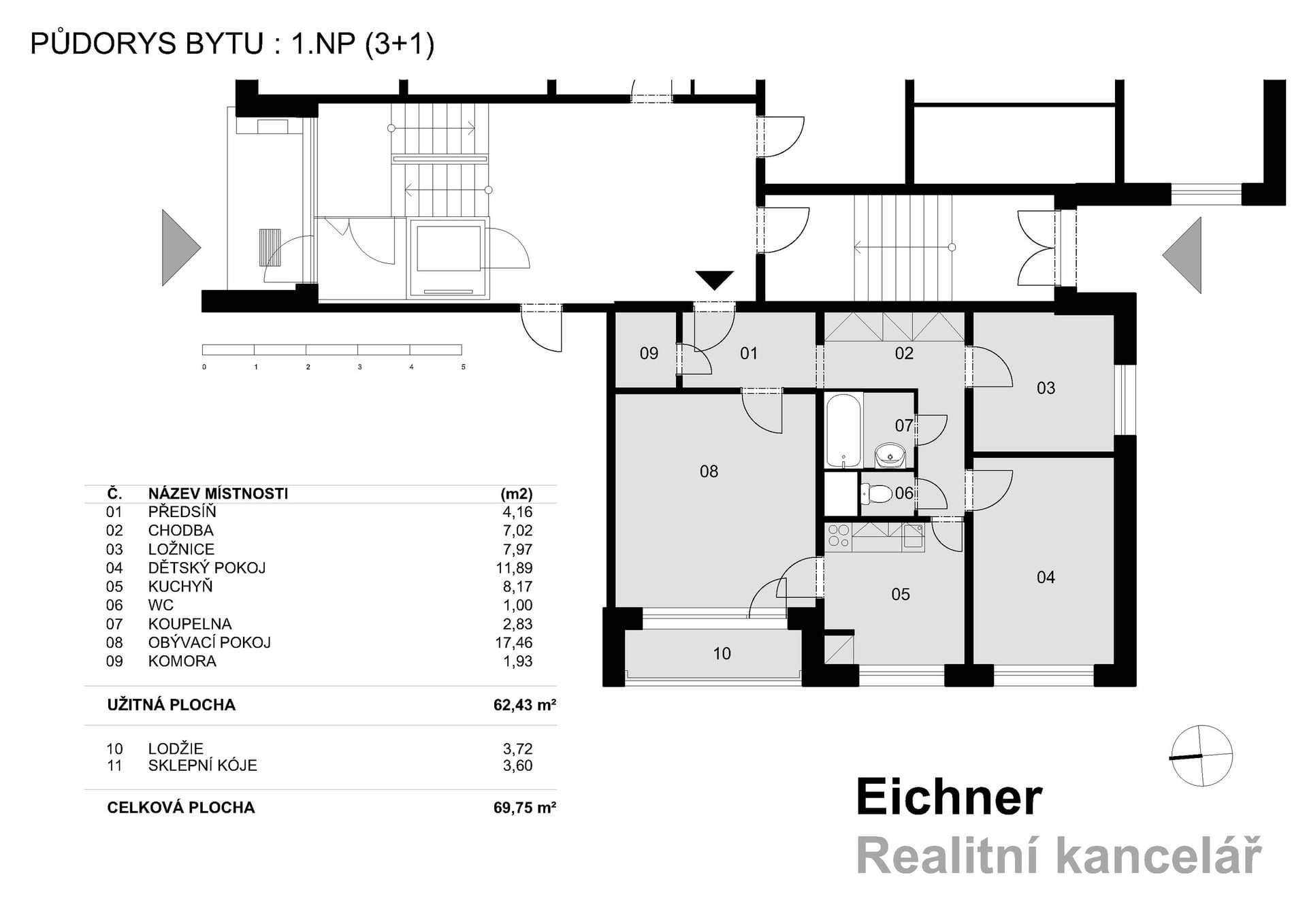 Prodej bytu 3+1, 70 m2, 1.NP, lodžie, sklep, Moravská, Jížní Svahy, Zlín